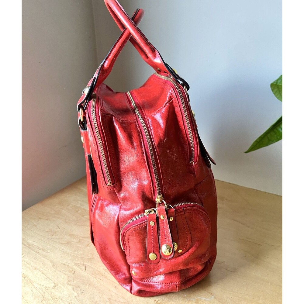 Hype Y2K Red Patent Leather Hobo Shoulder Purse Hand Bag Multiple Pockets Large - Picture 4 of 12